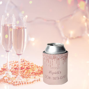 Rafraîchisseur Pour Canette 30e anniversaire rose or rose parties scintillant 