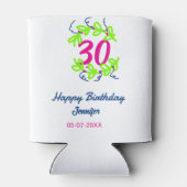 Rafraîchisseur Pour Canette 30e anniversaire vert bleu couronne nom date rusti (Dos)