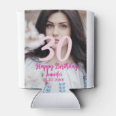 Rafraîchisseur Pour Canette 30th birthday add name date year white photo (Dos)