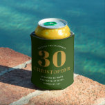 Rafraîchisseur Pour Canette 30th Birthday Ajouter le nom 30 Green Gold Elegant<br><div class="desc">Un élégant personnalisé peut refroidir qui est facile à customiser pour cette occasion spéciale anniversaire.</div>
