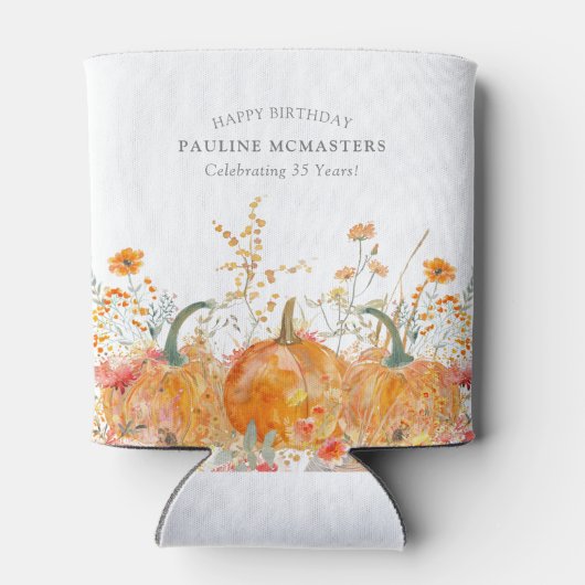 Rafraîchisseur Pour Canette 35e anniversaire Citrouille Fleur sauvage personna (Dos)