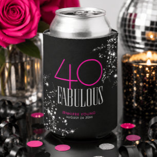 Rafraîchisseur Pour Canette 40 ans et Fabuleux Anniversaire Rose Noir Paillett