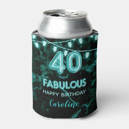 Rafraîchisseur Pour Canette 40 & Fabuleux Anniversaire noir Turquoise Lumières (Can devant)