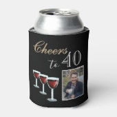 Rafraîchisseur Pour Canette 40 Red Wine Glass Photo 40th Birthday (Can devant)