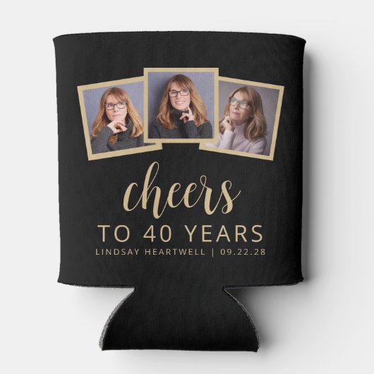 Rafraîchisseur Pour Canette 40e anniversaire 3-Photo noir noir noir script app (Dos)