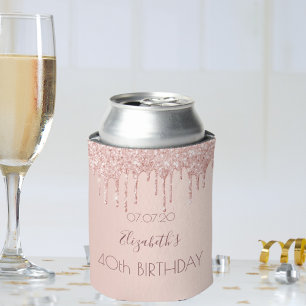 Rafraîchisseur Pour Canette 40e anniversaire blush rose or parties scintillant