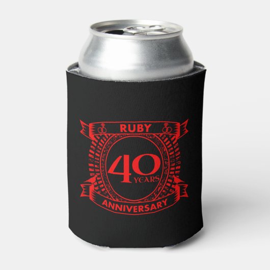 Rafraîchisseur Pour Canette 40e anniversaire du mariage ruby crest (Can devant)