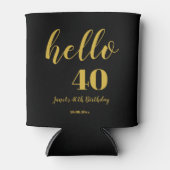Rafraîchisseur Pour Canette 40e anniversaire Elegant Black and Gold Custom (Devant)