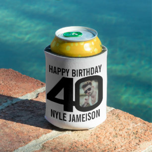 Rafraîchisseur Pour Canette 40e anniversaire noir et blanc deux photos Glacièr