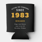 Rafraîchisseur Pour Canette 40e anniversaire Nom 1982 Black Gold Elegant Chic (Dos)