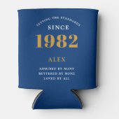 Rafraîchisseur Pour Canette 40e anniversaire Nom 1982 Blue Gold Elegant Chic (Devant)