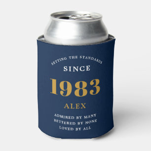 Rafraîchisseur Pour Canette 40e anniversaire Nom 1983 Blue Gold Elegant Chic