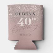 Rafraîchisseur Pour Canette 40e anniversaire Rose Parties scintillant d'or (Dos)