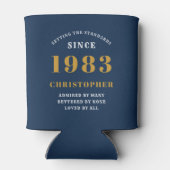 Rafraîchisseur Pour Canette 40th Birthday Born 1983 Ajouter Nom Blue Gold (Dos)