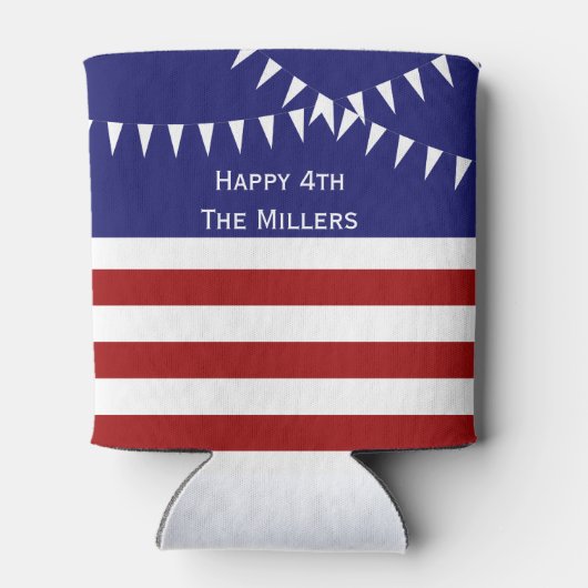 Rafraîchisseur Pour Canette 4 juillet avec drapeaux Personnalisable Peut refro (Dos)