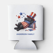 Rafraîchisseur Pour Canette 4 juillet de chat noir pâle (Dos)