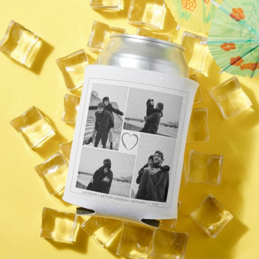 Rafraîchisseur Pour Canette 4 Photo Collage Mariage Anniversaire Nom et date (Été in situ)