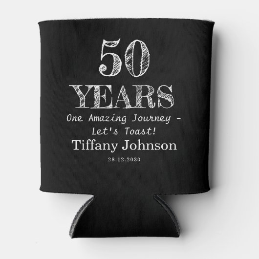 Rafraîchisseur Pour Canette 50 ans, un voyage Extraordinaire - Toast! Black (Devant)