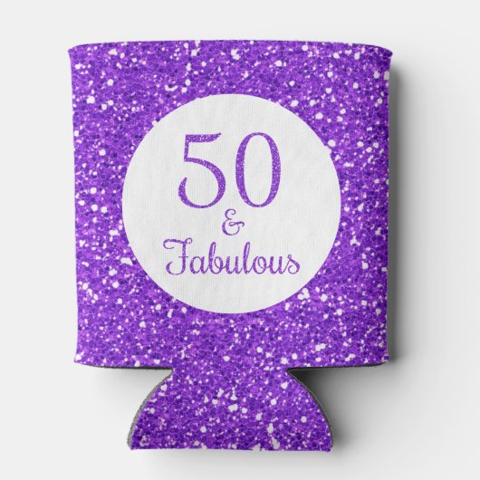 Rafraîchisseur Pour Canette 50 & Fabuleux anniversaire Sparkly Purple Parties (Dos)