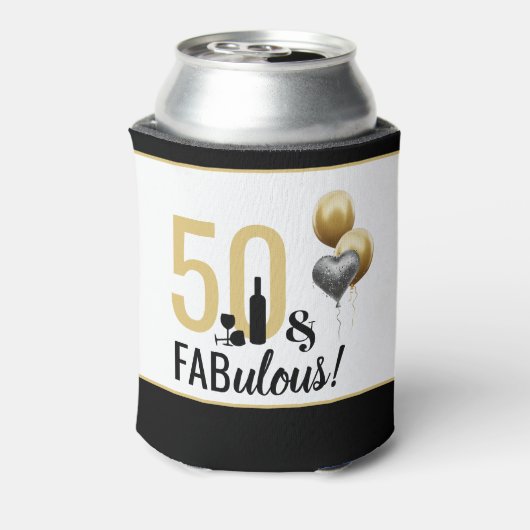 Rafraîchisseur Pour Canette 50 & Fabuleux Gold & Black Modern Anniversaire (Can Dos)