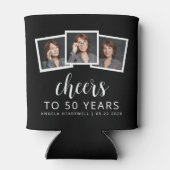 Rafraîchisseur Pour Canette 50e anniversaire 3-Photo Black Gold Script Cheers (Dos)