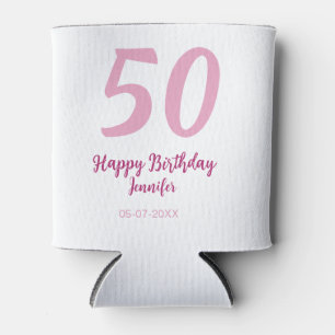 Rafraîchisseur Pour Canette 50e anniversaire ajouter nom date année rose rouge