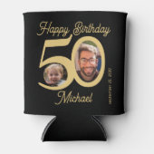 Rafraîchisseur Pour Canette 50e anniversaire audacieux or noir 2 photos nom (Devant)