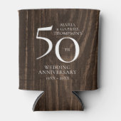 Rafraîchisseur Pour Canette 50e anniversaire du Mariage Bois rustique (Devant)