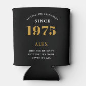 Rafraîchisseur Pour Canette 50e anniversaire Nom 1975 Black Gold Elegant Chic (Dos)
