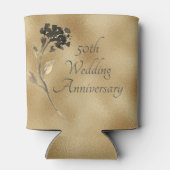 Rafraîchisseur Pour Canette 50e Anniversaire Or Floral Élégant (Dos)