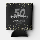 Rafraîchisseur Pour Canette 50e fête d'anniversaire avec Confetti Black (Devant)