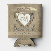 Rafraîchisseur Pour Canette 5e anniversaire Mariage "Bois" Boissons Cooler (Devant)