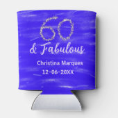 Rafraîchisseur Pour Canette 60 & fabuleux anniversaire bleu argent ajouter nom (Dos)