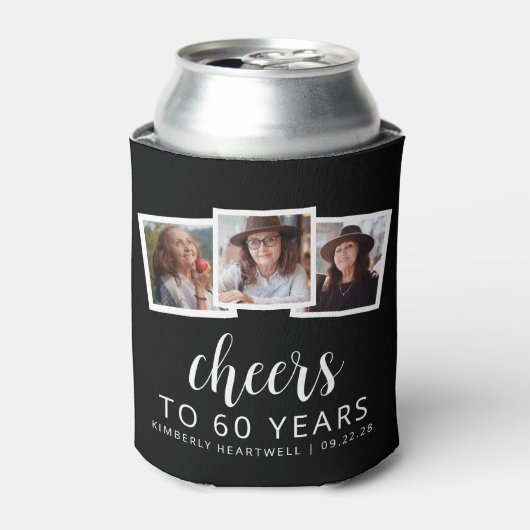Rafraîchisseur Pour Canette 60e anniversaire 3-Photo noir noir noir script app (Can devant)