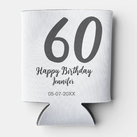 Rafraîchisseur Pour Canette 60e anniversaire ajouter nom date année noire modè (Devant)