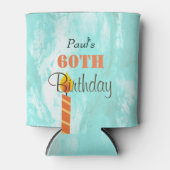 Rafraîchisseur Pour Canette 60e anniversaire Bougie d'aquarelle bleue (Devant)