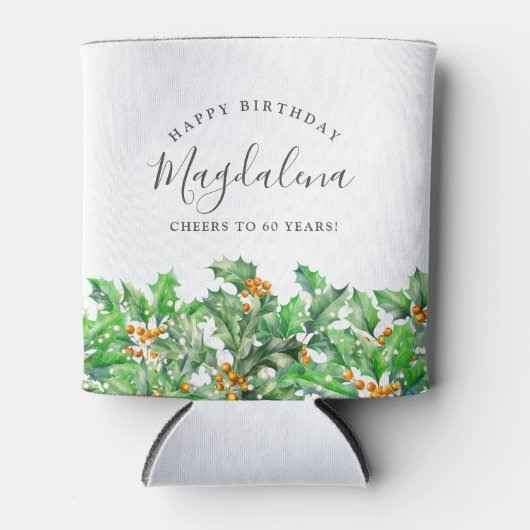 Rafraîchisseur Pour Canette 60e anniversaire Holly Décembre Fleur de naissance (Devant)