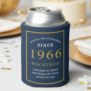 Rafraîchisseur Pour Canette 60e anniversaire personnalisé 1966 Bleu Or Élégant