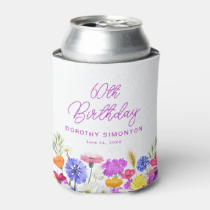Rafraîchisseur Pour Canette 60e fête d'anniversaire Purple Fleur sauvage perso