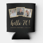 Rafraîchisseur Pour Canette 70e anniversaire 3-Photo Black Gold Script Cheers (Devant)