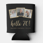 Rafraîchisseur Pour Canette 70e anniversaire 3-Photo Black Gold Script Cheers (Dos)