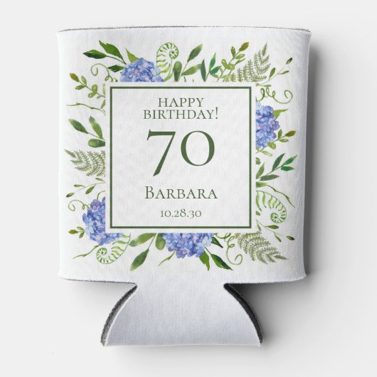 Rafraîchisseur Pour Canette 70e anniversaire Blue Hydrangeas (Devant)