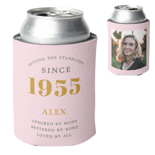 Rafraîchisseur Pour Canette 70e anniversaire Nom 1955 Chic rose Grey Photo