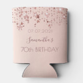 Rafraîchisseur Pour Canette 70e anniversaire rose or brillant étoiles glittery (Dos)