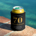 Rafraîchisseur Pour Canette 70th Birthday Ajouter le nom 70 Black Gold Elegant<br><div class="desc">Un élégant personnalisé peut refroidir qui est facile à customiser pour cette occasion spéciale anniversaire.</div>