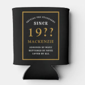 Rafraîchisseur Pour Canette 70th Birthday Ajouter le nom Année Elegant Black G (Dos)