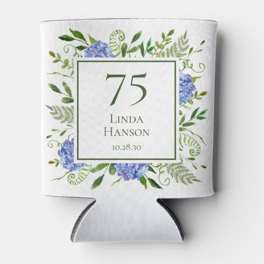 Rafraîchisseur Pour Canette 75e anniversaire Blue Hydrangeas (Devant)