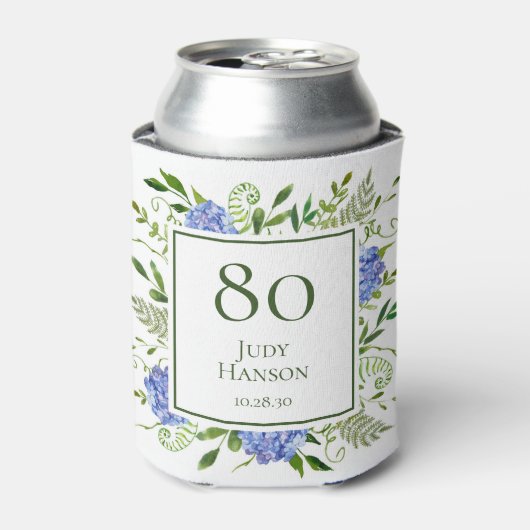 Rafraîchisseur Pour Canette 80e anniversaire Blue Hydrangeas (Can devant)