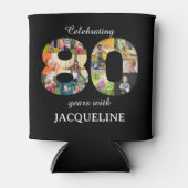 Rafraîchisseur Pour Canette 80e anniversaire Modèle photo Invitation Noir (Devant)