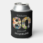 Rafraîchisseur Pour Canette 80e anniversaire Modèle photo Invitation Noir (Can Dos)